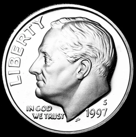 1997 S Roosevelt Silver Mint Proof Dime ~ U.S. Coin from Original Proof Set Cover