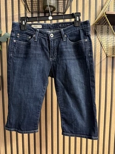 AG Adriano Goldschmied Womens 27R The Malibu Crop Pant Bermuda Shorts Dark Wash - Picture 1 of 5