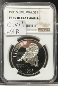 1995-S CIVIL WAR $1 Commemorative Silver Dollar PF69 ULTRA CAMEO NGC - Picture 1 of 4