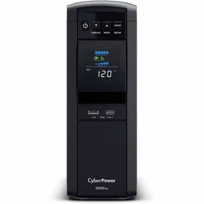 CyberPower CP1500PFCLCD 1500VA 1000W PFC Sinewave AVR 12-Outlet Tower UPS - Image 1 of 4