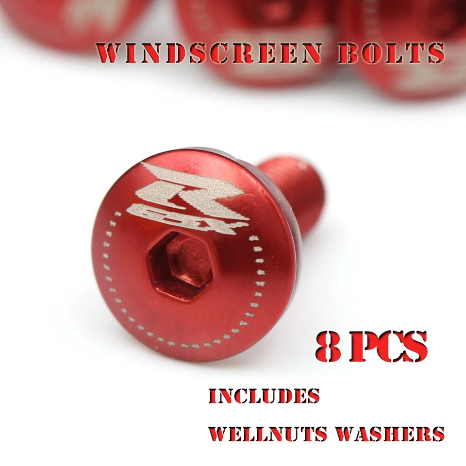 Tornillos de parabrisas rojo para Suzuki GSXR 1000R 17-2020 GSX-250R Foto 1 de 1