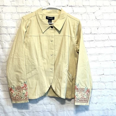 Новый Denim & Co. Куртка женская размер S винтажный вышитый длинные рукава/хлопковая смесь - Изображение 1 из 4