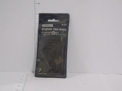 Stanley English Hex Key Set SAE 7 Keys #69-207 USA - Image 1 of 2