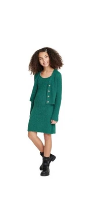 Nuevo con etiquetas Conjunto de vestido suéter y cárdigan difuso hasta la rodilla para niñas Art Class Foto 1 de 4