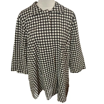 Abrigo Chico's Talla 3 Mujer XL Negro Blanco Guinga Cuadros Botón Frontal Chaqueta Foto 1 de 4