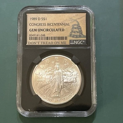 1989- D Congess Bicentennial 1$ Gem Uncirculated NGC 90% silver  - Image 1 of 2