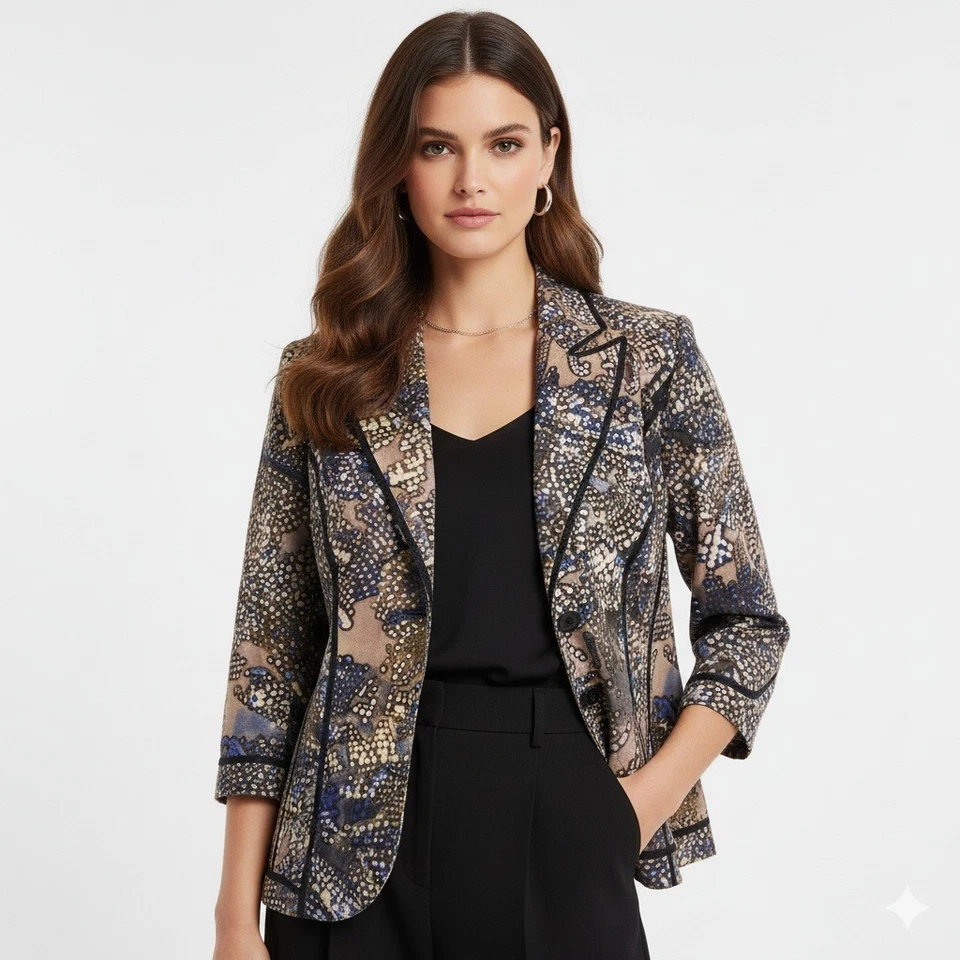 Blazer Alberto Makali para mujer XL audaz abstracto oficina noche carrera declaración Foto 1 de 4