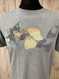 PAUL SMITH Mens T Shirt Butterfly Animal Print Size Medium Organic Cotton Grey - Picture 1 of 21