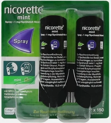 NICORETTE Mint Spray 1 mg/Sprühstoß NFC 2 St. PZN 18215155 AICP - Bild 1 von 3