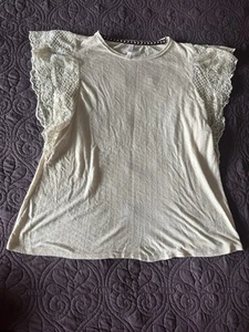 Xhilaration Boho Creme Rüschen Spitzenärmel Bluse T-Shirt M (XS-M) - Bild 1 von 6