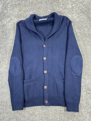 Cardigã Bonobos suéter masculino pequeno azul mistura de lã malha - Imagem 1 de 4