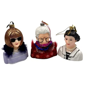 SET di 3 - Fashion Icons Ornamento Cody Foster - Anna Wintour, Chanel, IRIS APFEL - Foto 1 di 14