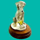 Dog Figurine Vintage Porcelain Ceramic Hound with Butterfly Big Sad Eyes READ
