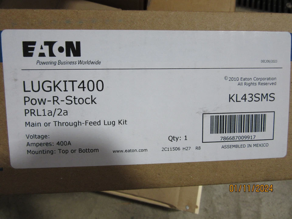 ⚡️Eaton KL43SMS Main or Through Feed LUGKIT400 Pow-R-Stock PRL1a/2a 500kc New!!! - Image 1 of 1