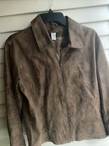 CHICOs Snake Print 100% LEATHER Cowboy Jacket Coat Blazer Womens Sz 2 L - Picture 1 of 18