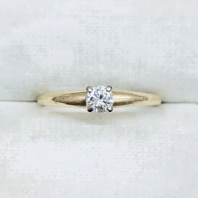 0.20 Ct 14k Yellow Gold Round Cut Diamond Engagement Wedding Ring Band Size 8.5 - Image 1 of 4