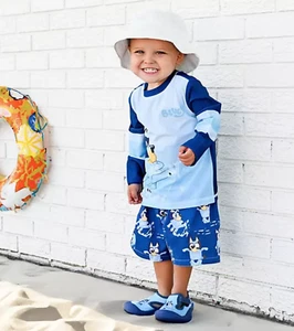 Disney BLUEY Swim Trunks Rash Guard Set Swimsuit Shorts Toddler 2T 3T 4T 5T 6 7 - Picture 1 of 6