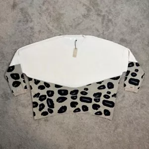 Amaryllis Leopard Print Sweater Knit Pullover Crew Neck Neutral Tones Sz 3X - Picture 1 of 12