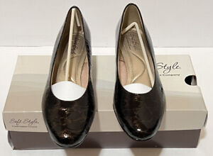 Soft Style By HP Angel II Brown Crocodile Women's Comfort Pumps Shoes Sz 6 M NIB