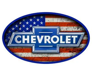 American Flag with Chevrolet emblem Sticker Grunge Vinyl Decal Car Truck 5" - Picture 1 of 1
