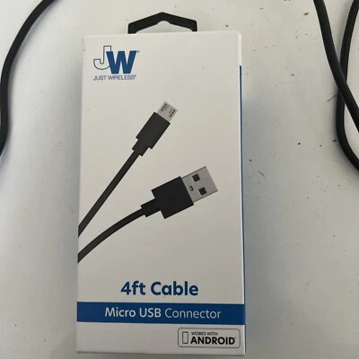 Just wireless USB TO C Connector Cable (Android) Black 4 feet cable new - Image 1 of 4