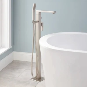 Signature Hardware Ryle Freestanding Tub Faucet & Hand Shower - BRUSHED NICKEL - Picture 1 of 16