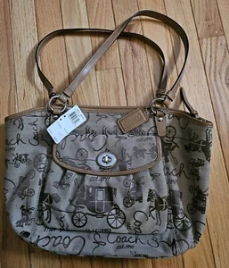 Nwt Coach F14665 Horse & Carriage Signature Fabric Bag - Picture 1 of 8