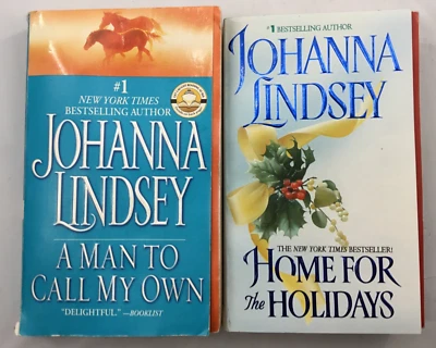 Johanna Lindsey 2 Book Paperback Fiction Historical Romance Home For Holidays - Image 1 of 2