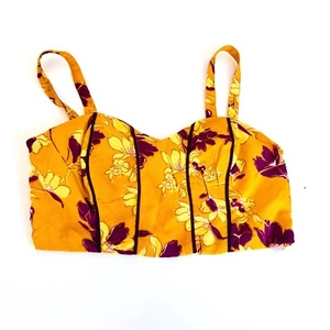 NUEVO Top Corto Bralette Top BOG Colectivo Mostaza Floral Para Mujer M - Imagen 1 de 9