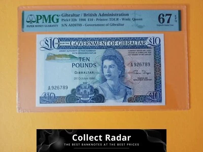 Gibraltar 10 pounds 1986 Gem Unc Pmg 67 - Image 1 of 3
