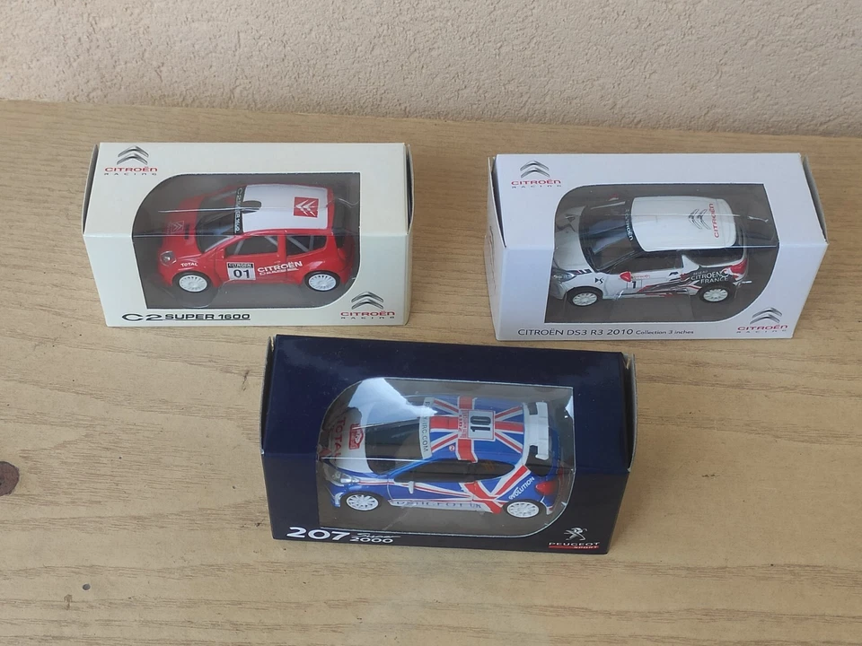 Lotto Peugeot 207 S2000,Citroen C2 S1600,Citroen DS3 R3 1/64 Norev Die Cast - Immagine 1 di 4