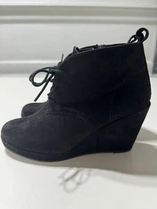 DV by Dolce Vita Booties Women's Size 6.5 Black Suede Ankle Wedge Boots - Picture 1 of 7