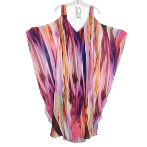 Vestido Catherines Plus Caftán Cambio 24W 2X Colorido Rayas Gasa Hombro Abierto - Imagen 1 de 7