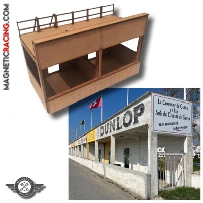 Edificios de pozo de autos ranura Scalextric - módulo Reims Gueux Pit, magnético 1:32 - Imagen 1 de 3