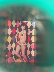 Bettie Page Pinup Photo Keychain Teal Peep Viewer - Picture 1 of 8