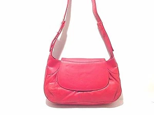 GENUINE LEATHER HANDBAG SHOULDER BAG W/ FLAP #RED  - Picture 1 of 1