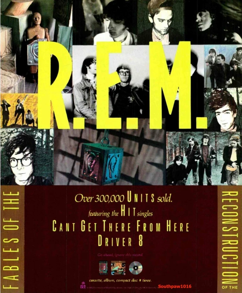 1985  R.E.M. "Fables Of The Reconstruction" Release Industry Promo Reprint Ad - Image 1 of 1