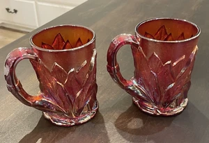 Imperial Glass Red Acanthus Leaf iridescent Carnival Glass Tankard Mug 69 - Picture 1 of 7