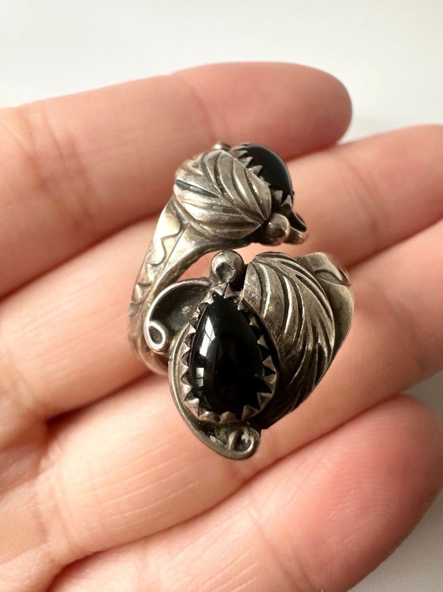 アクセサリー Navajo Native Onyx Silver Ring Men's Navajo Onyx Ring —Men's Various Stone Rings ~ Men's