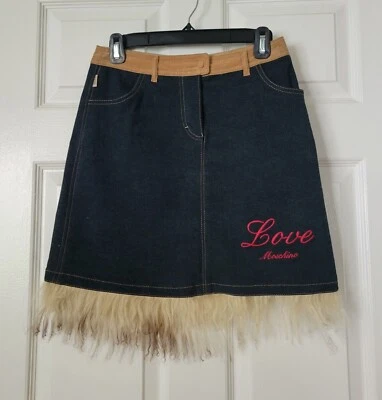 Falda vaquera única MOSCHINO Junior "Love Moschino" con detalles de piel Foto 1 de 4