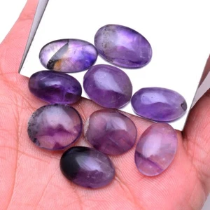9 Pcs Natural Purple Amethyst 17mm-19mm Oval Cabochon Untreated Loose Gemstones - Picture 1 of 8
