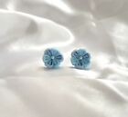 handmade Fabric Blue flowers earrings,tsumamizaiku earrings