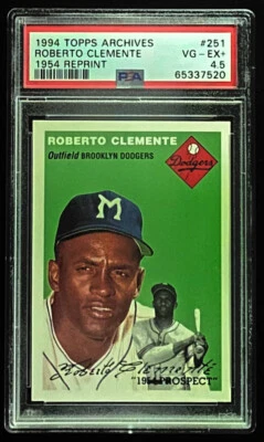 1995 TOPPS ARCHIVES #251 ROBERTO CLEMENTE 1954 REPRINT PSA 4.5 + 1963 PIRATES TM - Image 1 of 4