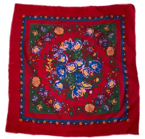 Chal de bufanda grande tejido de 46"" Glentex 100 % acrílico Japón flecos florales rojos - Imagen 1 de 5