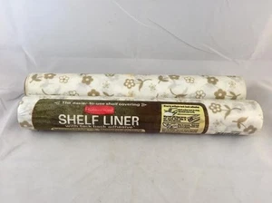 Vintage Kitchen Shelf Paper 1978 gold White Floral Rubbermaid Shelf Liner - Picture 1 of 3