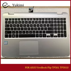 FOR ASUS VivoBook Flip TP501 TP501U Silver C Shell Palmrest Keyboard Touch - Picture 1 of 3