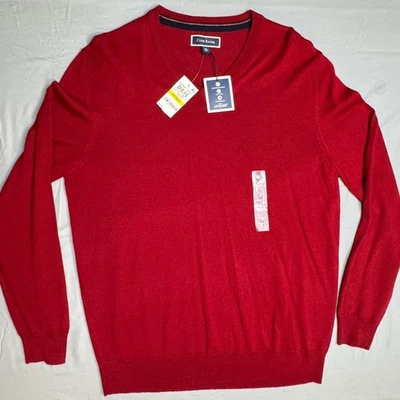 Nuevo con etiquetas Suéter Club Room Para Hombre Tejido Cuello en V Color Cereza Mezcla Lana Merino Mediano Foto 1 de 4