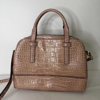 Kate Spade Handbag Womens Blush Croc Embossed Leather Satchel Crossbody Bag - Image 1 of 4