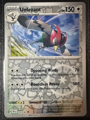 Unfezant 135/162 Reverse Holo Uncommon SV05: Temporal Forces NM - Image 1 of 2