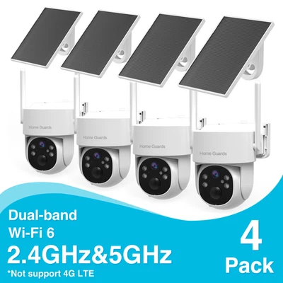WiFi6 Dual Band Wireless Security Camera Solar Battery Powered PTZ Outdoor 4PACK - Image 1 of 4